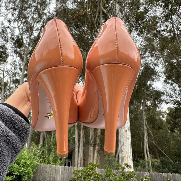 Prada Women's Pink Vero Cuoio Patent Leather Designer Heels EU 37.5/ US 7 - Picture 10 of 13